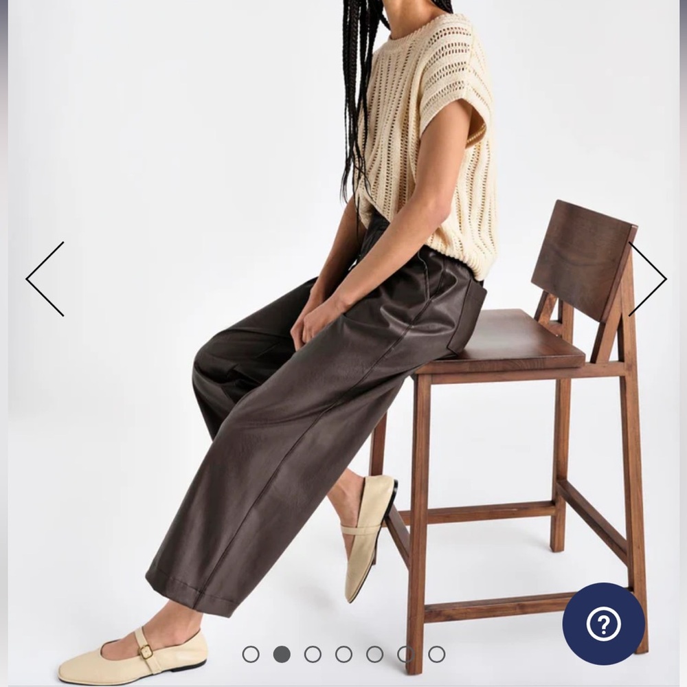 Splendid Womens Brown Faux Leather Vegan Wide Leg Ankle Pants Trousers NWT - Picture 3 of 7